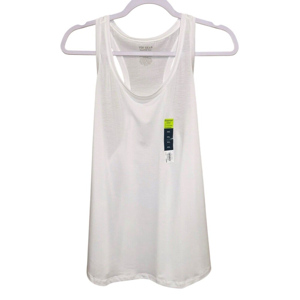 NWT Tek Gear Essential Gear Racer Back White Activewear Tank Top Size XXL NEW